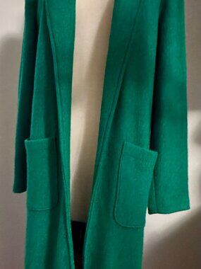 Tahari Kelly Green Boiled Wool Duster